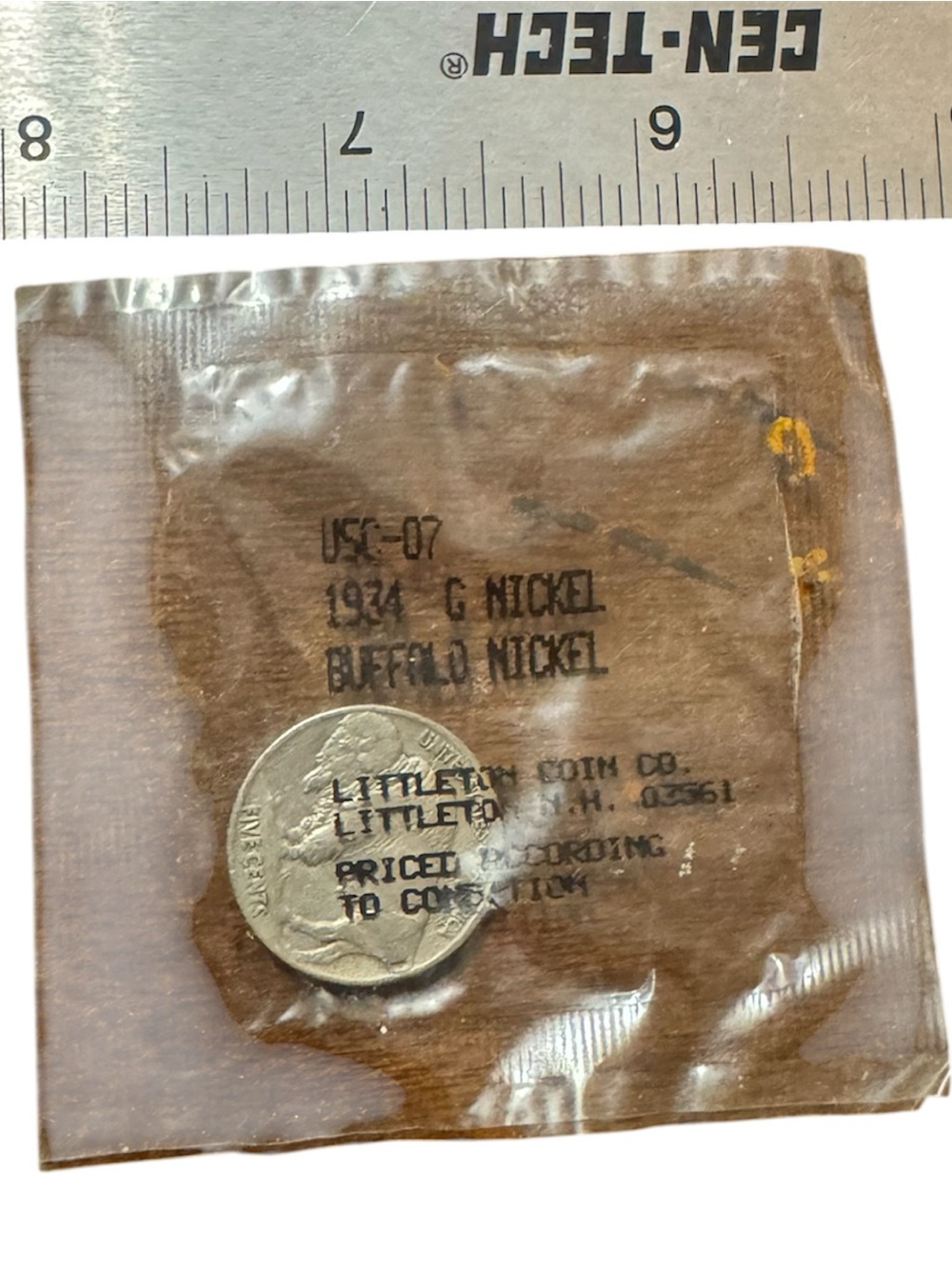 Littleton Coin Co. 1934 Buffalo Nickel in Brown Protective Sleeve